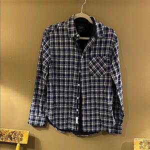 rag & bone Navy and White Plaid Button Down Shirt